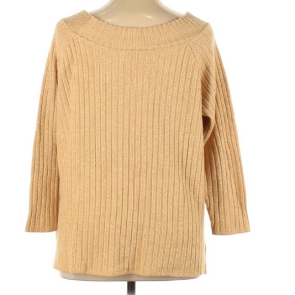 Venezia Plus 1x ribbed knit pullover Gold Sweater women’s top - Picture 2 of 4